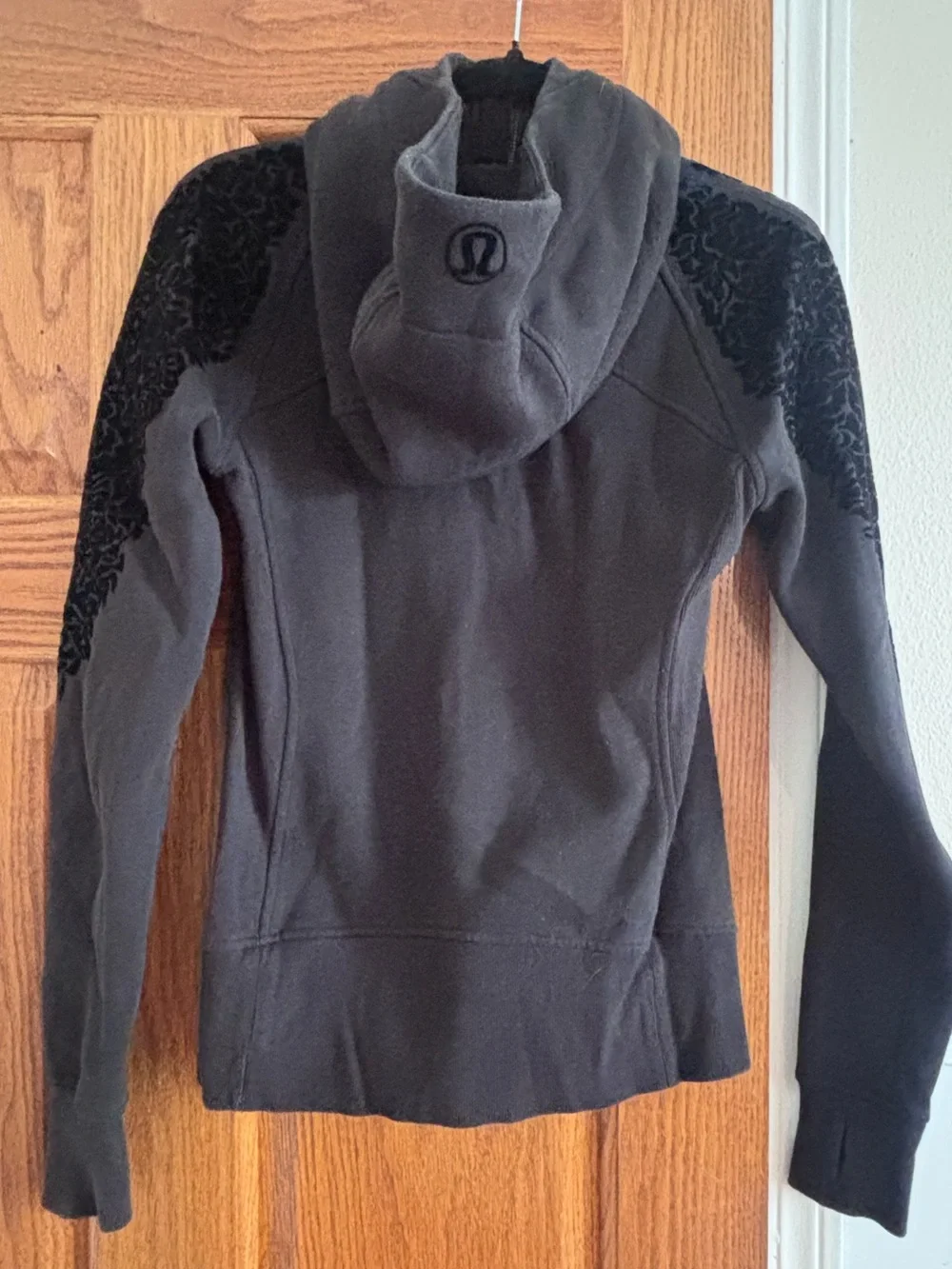Lululemon Scuba Hoodie Full Zip - Black with Floral Details